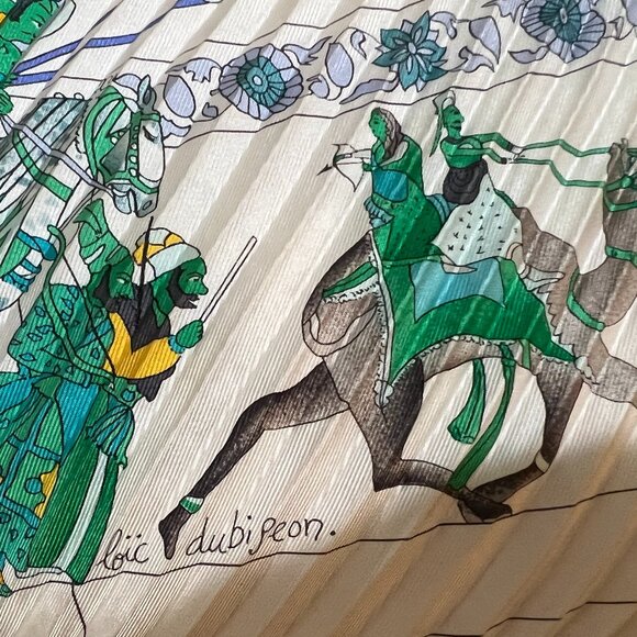 Hermes Fantaisies Indiennes Silk Plisse Scarf Loic Dubigeon 1986 VIntage Ivory - Picture 14 of 16